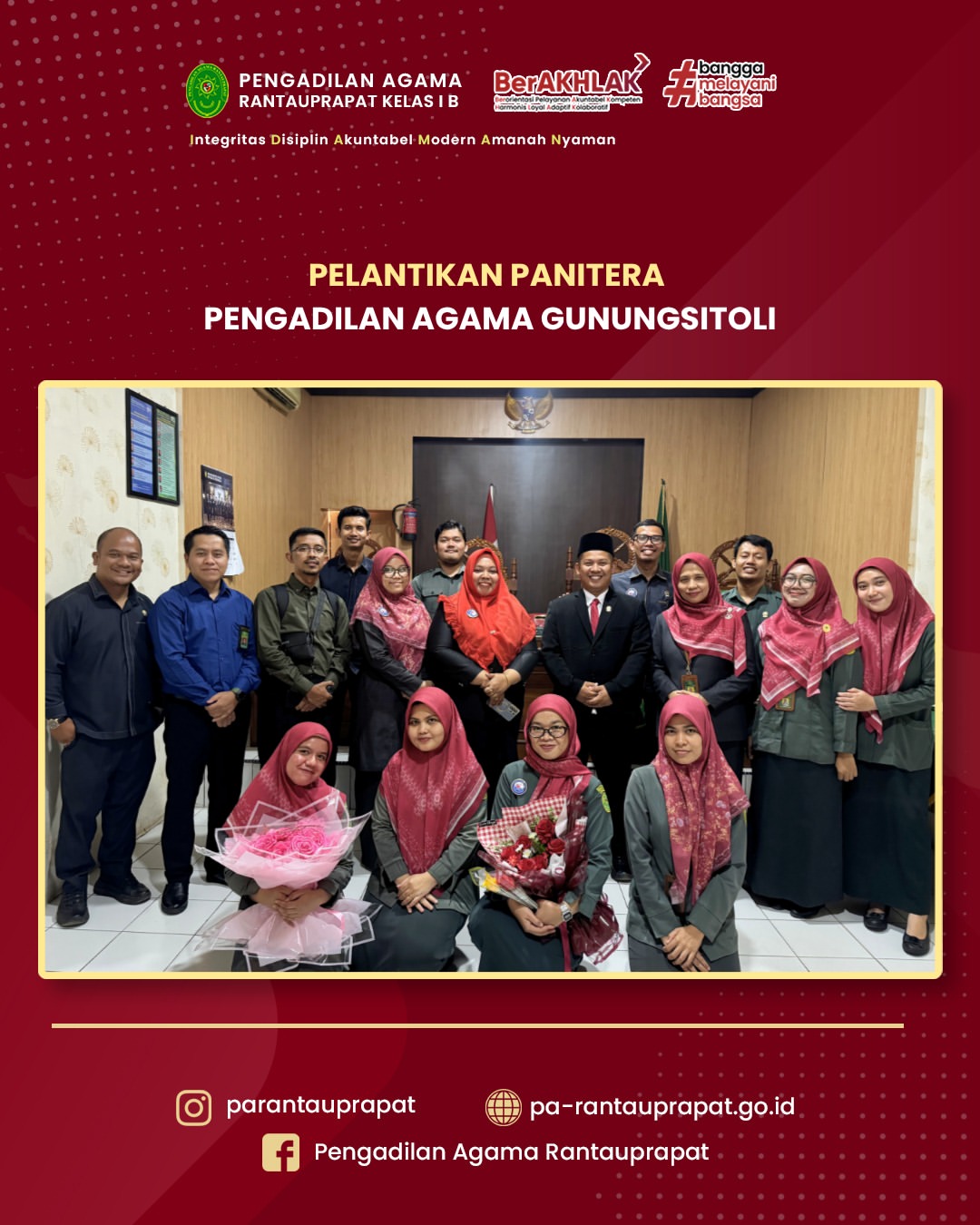 Rantauprapat 15 Juli 2026Selamat dan sukses atas pelantikan Dedy Rikiyandi S.H.I. sebagai Pani 4